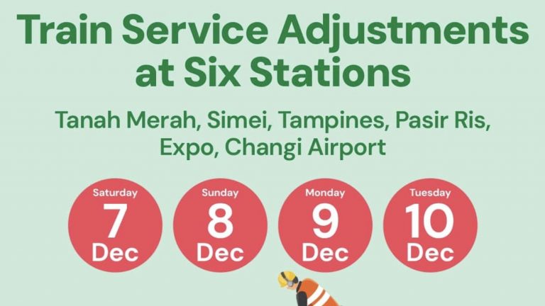 LTA: No train service on the EWL at Simei and between Tanah Merah & Tampines from Dec 7-10