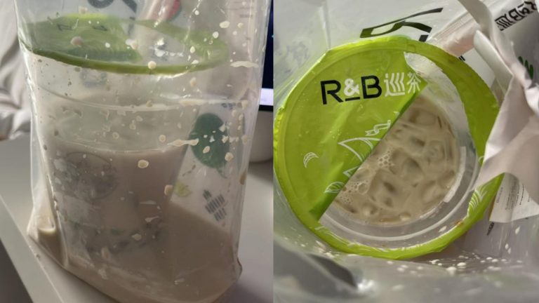 “Food delivery rider left the dripping milk tea on my doorstep” — Disappointed customer says the “rider could have at least informed me”